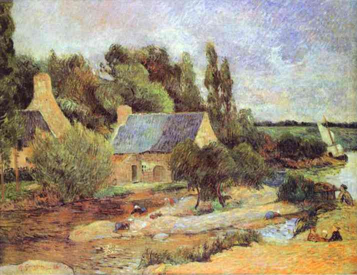 Washerwomen at Pont-Aven. <br>1886. Oil on canvas. <br>Muse d'Orsay, Paris, France