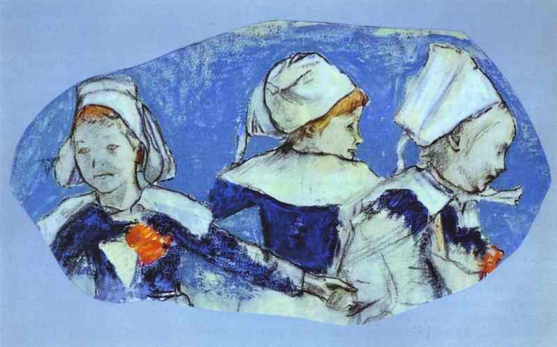 Breton Girls Dancing. <br>1888. Pastel on paper. <br>Rijksmuseum Vincent van Goug, Amsterdam, the Netherlands