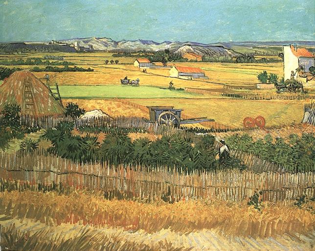 Harvest at La Crau, with Montmajour in the Background