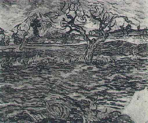 Landscape with Olive Tree and Mountains in the Background 