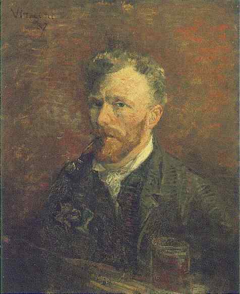 叼着烟斗戴着眼镜的自画像 -- Self-Portrait with Pipe and Glass