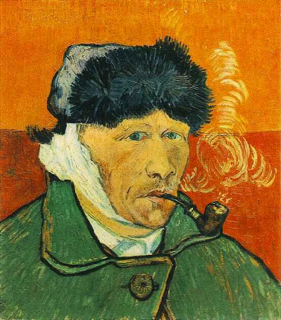 叼着烟斗包扎着耳朵的自画像 -- Self-Portrait with Bandaged Ear and Pipe