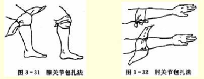 膝(肘)关节三角巾包扎法